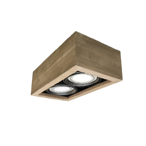 Plafón AR111 2 luces GU10 madera oscura
